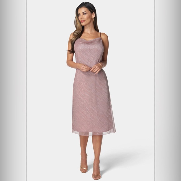 Bebe Blush Pink Cowl Neck Midi Dress Size XL NWT - Picture 1 of 9